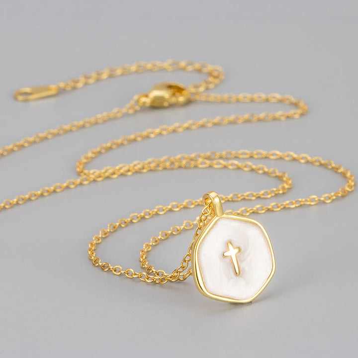 Christianartworkshop Geometric Cross Pendant Necklace in Pastel Hues - image 3