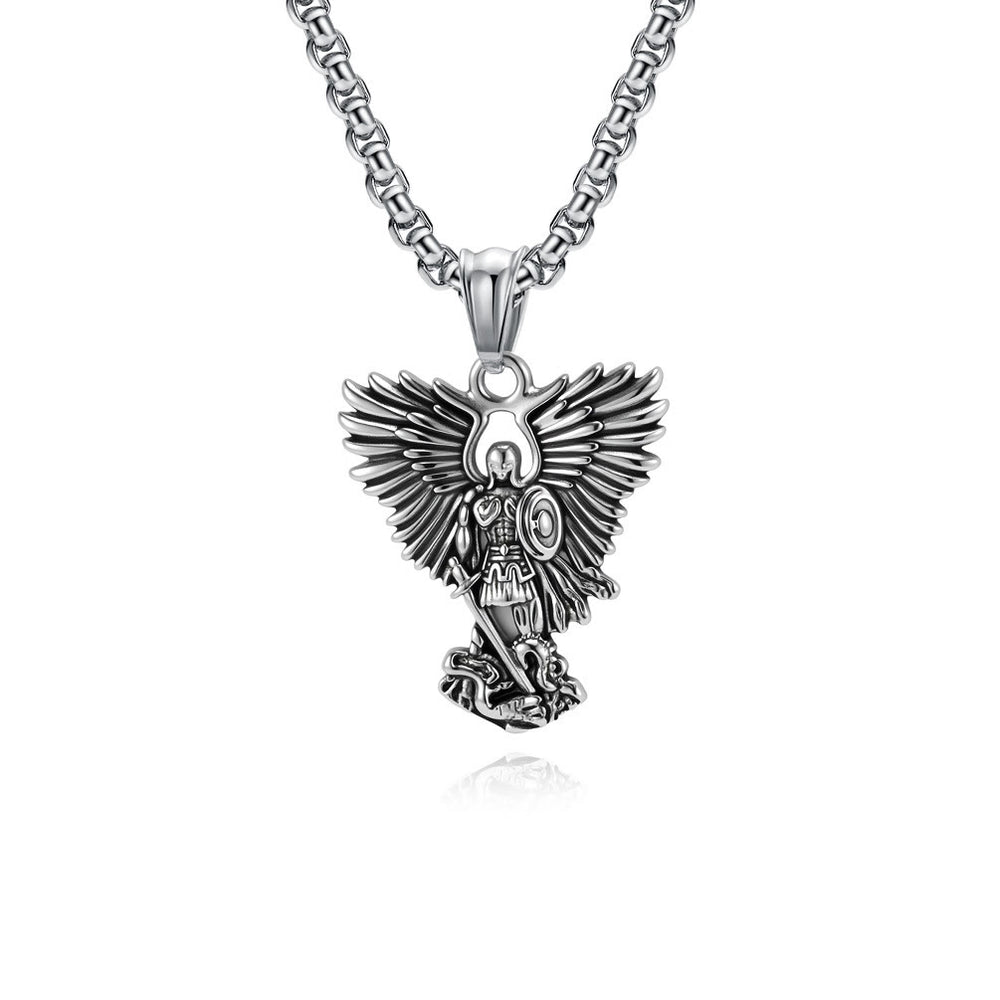 Christianartworkshop Multi - Color Streetwear - Style Angel Warrior Pendant Necklace - Silver - image 1