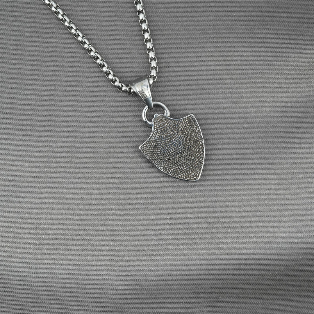 Christianartworkshop Ornate Shield - Shaped Crucifix Necklace with Black Zircons Inlays - image 4