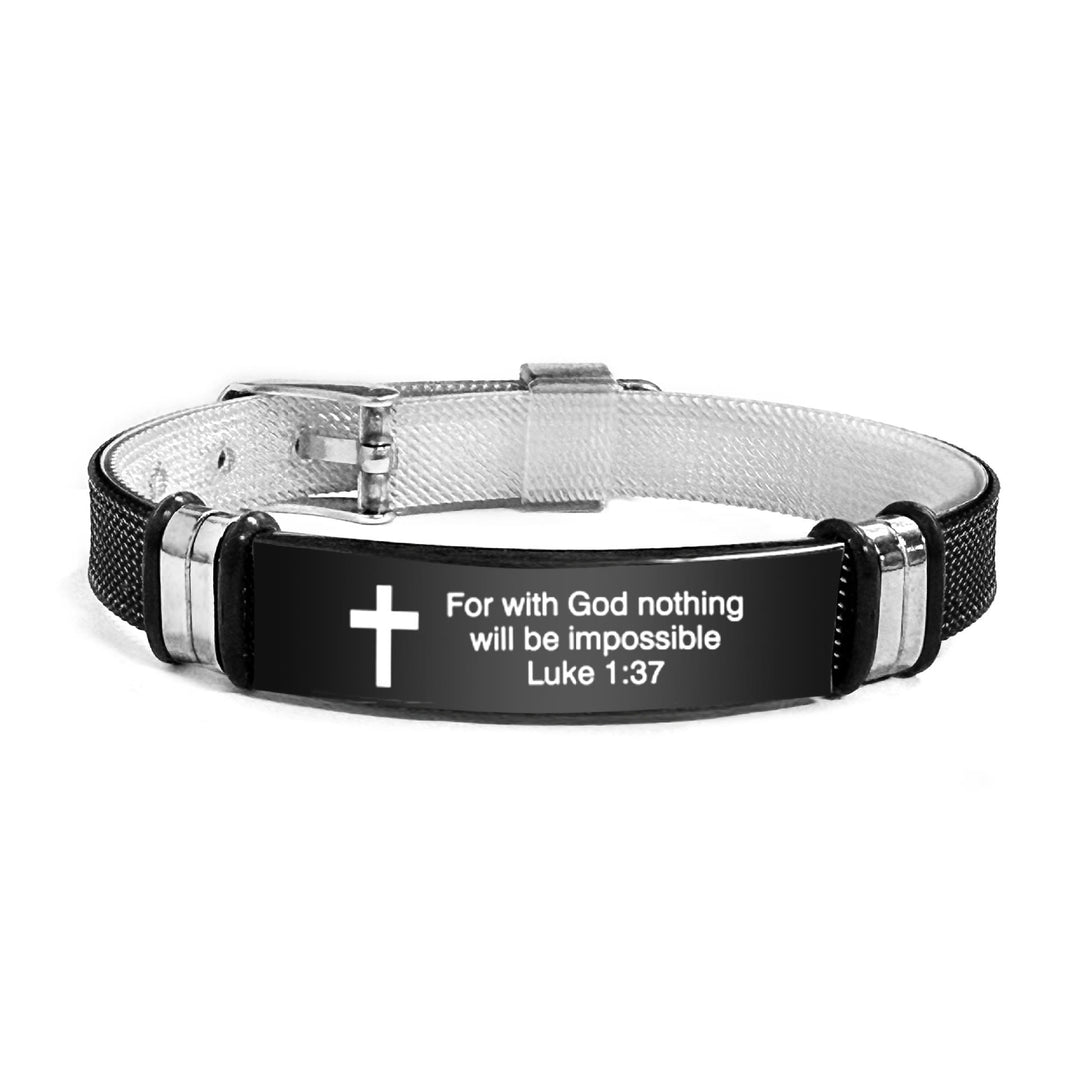 Christianartworkshop Multi - Styled Motivational Cross Bracelet with Bible Verses - Black&Silver PVC 1:37 - image 44