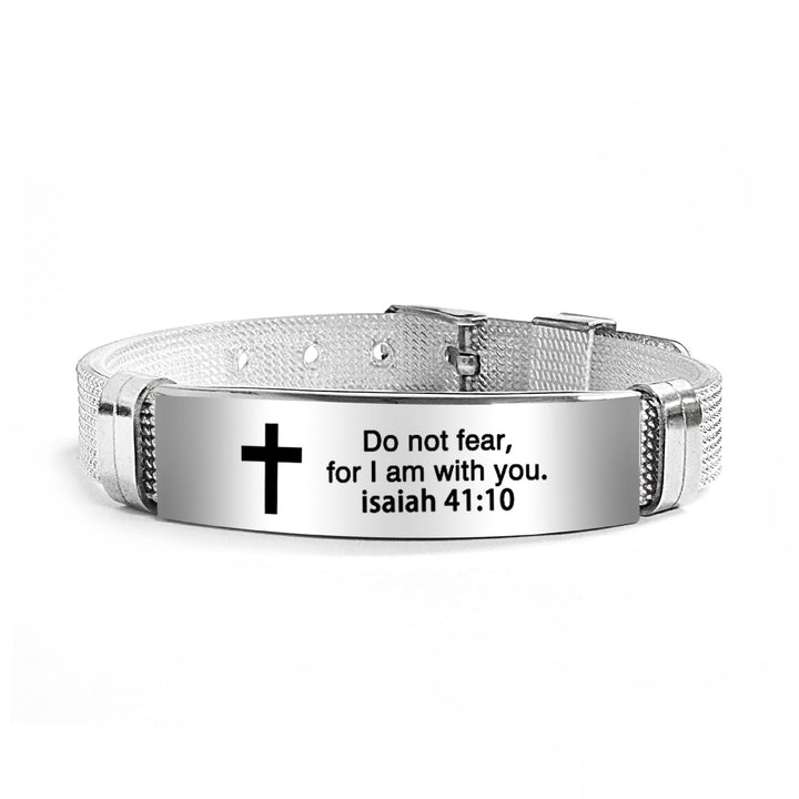 Christianartworkshop Multi - Styled Motivational Cross Bracelet with Bible Verses - Black PVC 41:10 - image 57