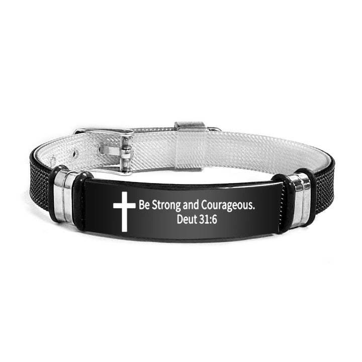 Christianartworkshop Multi - Styled Motivational Cross Bracelet with Bible Verses - Black&Silver PVC 31:6 - image 55