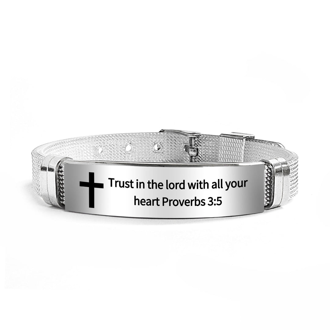 Christianartworkshop Multi - Styled Motivational Cross Bracelet with Bible Verses - Black PVC 3:5 - image 61
