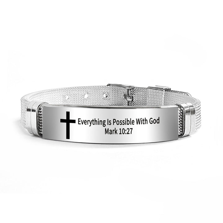 Christianartworkshop Multi - Styled Motivational Cross Bracelet with Bible Verses - Black PVC 10:27 - image 66