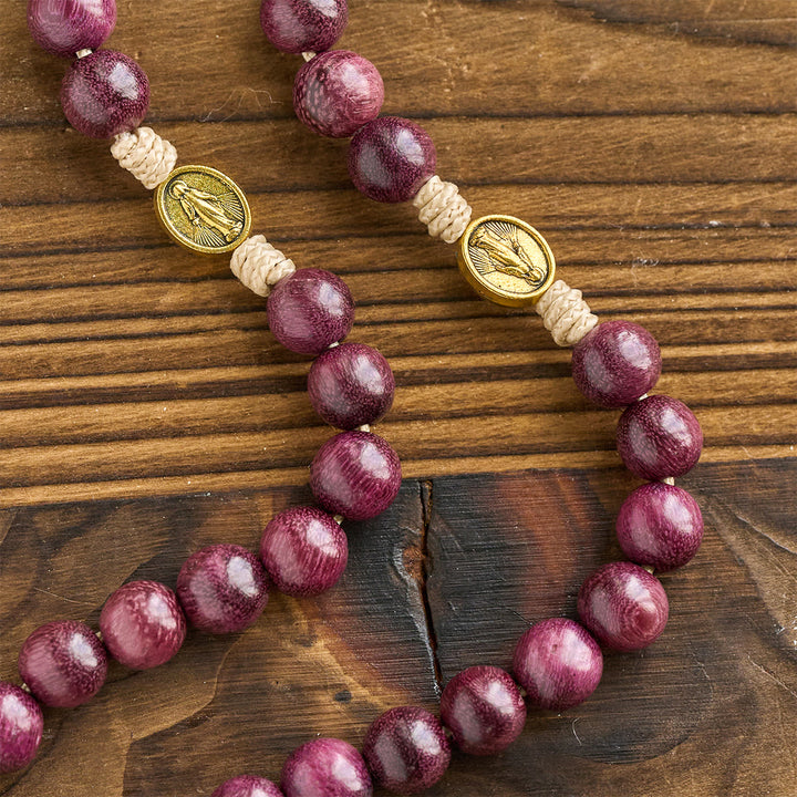 Christianartworkshop Marian Protection Purple-Golden Rosary with Ornate Halo Crucifix: Royal Tones of Faith - image 6