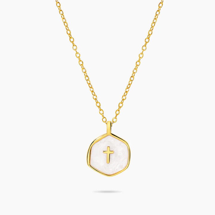 Christianartworkshop Geometric Cross Pendant Necklace in Pastel Hues - White - image 0