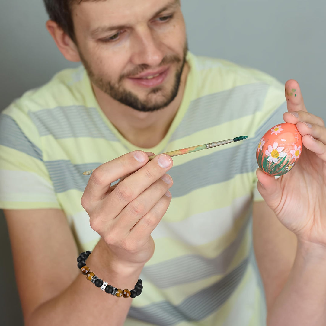 Christianartworkshop Cross Bracelet with Tiger's Eye, Black Onyx & CZ - Accented Stainless Steel - image 5