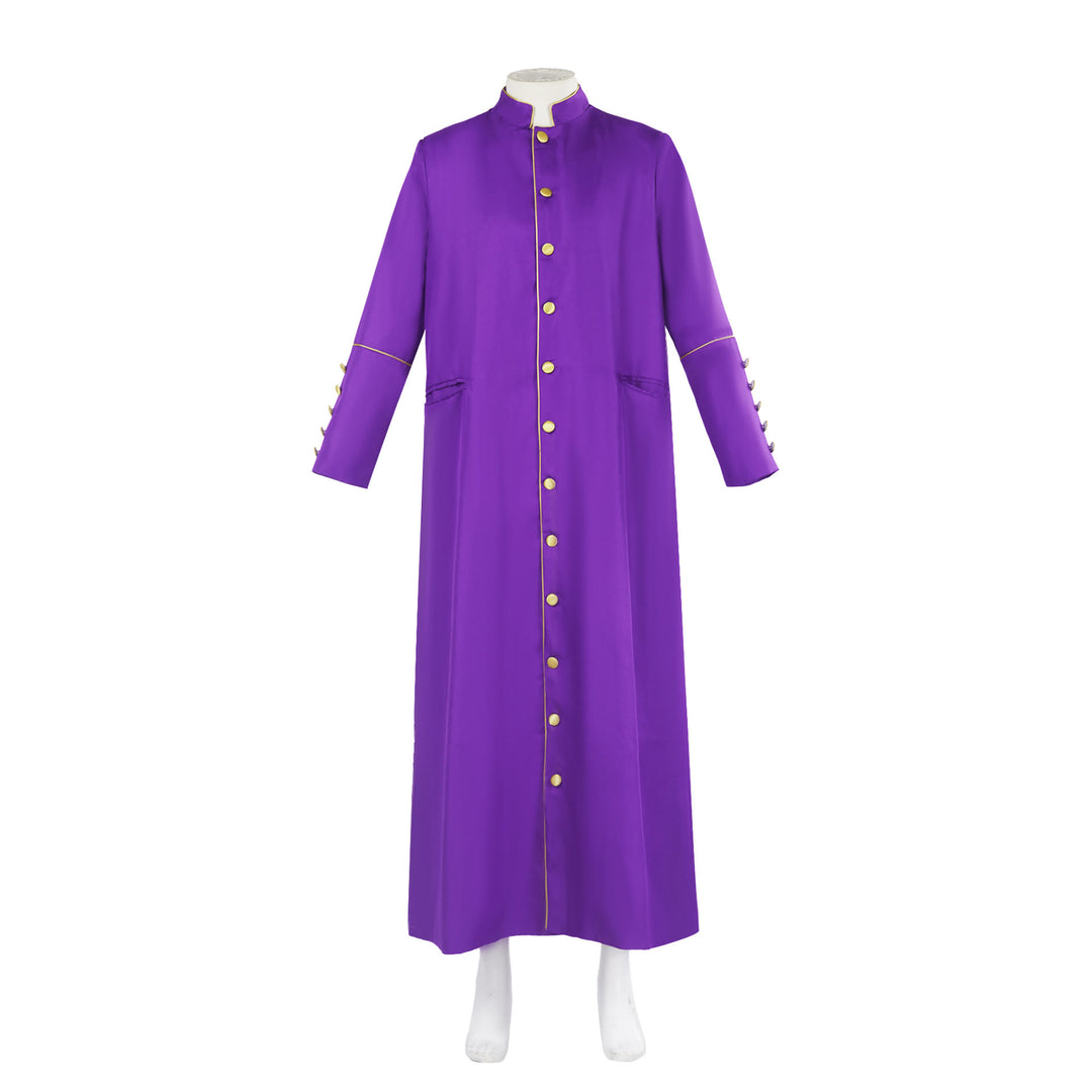 Christianartworkshop Classic Multicolor Clergy Robe with Contrast Trim & Medieval Elegance - Purple with Gold Trim - 3XL - image 9