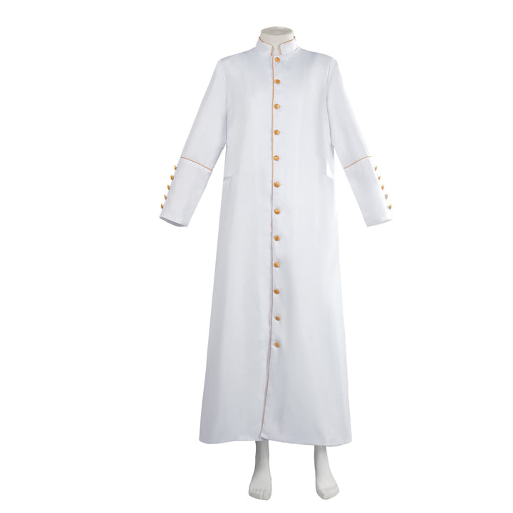 Christianartworkshop Classic Multicolor Clergy Robe with Contrast Trim & Medieval Elegance - White with Gold Trim - 3XL - image 10