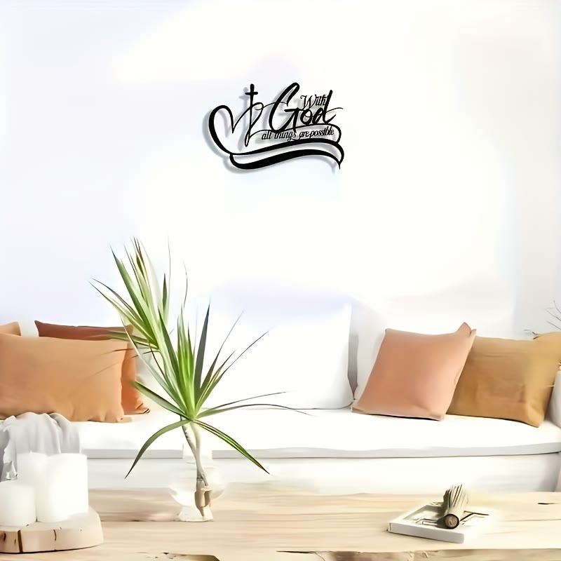 Christianartworkshop Black Metal Wall Decor: Cross & With God All Things Are Possible Verse - image 4