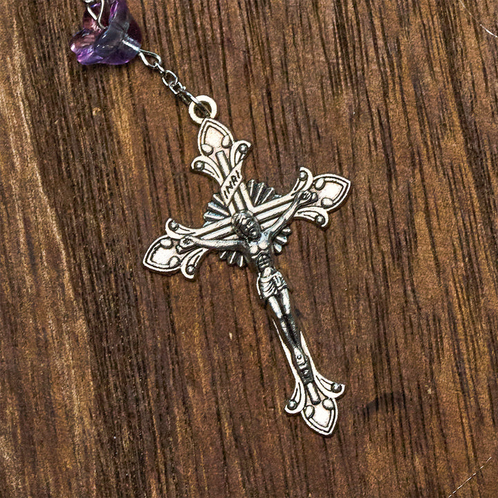 Christianartworkshop Pastel Bloom Lily-of-the-Valley Glass Rosary with Our Lady: Pure Marian grace - image 8