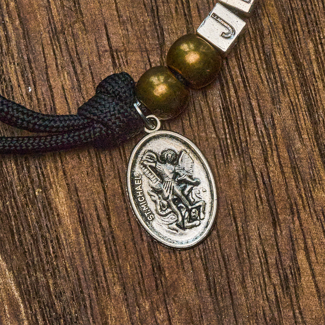 Christianartworkshop Minimal Black Rugged Pocket Rosary with St. Michael & Personalized JESUS Letter - image 8