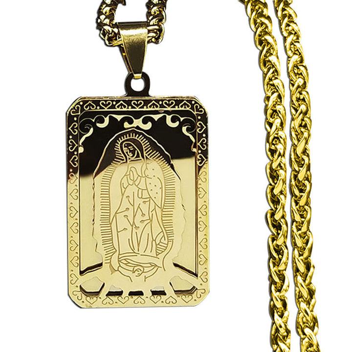Christianartworkshop Two - Color Our Lady of Guadalupe Pendant Necklace with Heart - Edged Charm - image 4