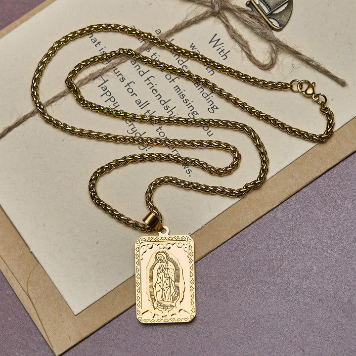 Christianartworkshop Two - Color Our Lady of Guadalupe Pendant Necklace with Heart - Edged Charm - image 3