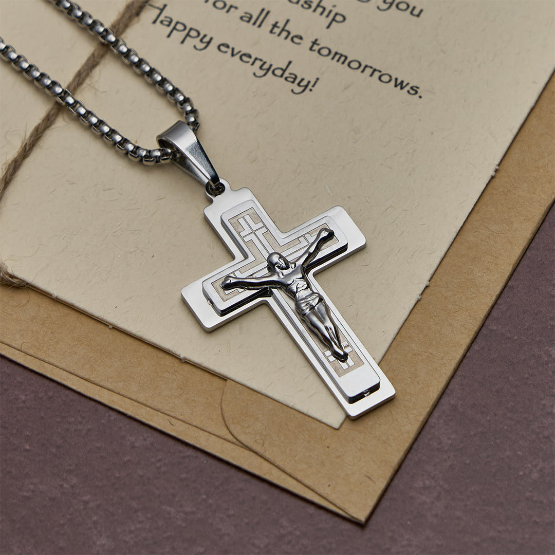 Christianartworkshop Classic Jesus Crucifix Pendant Necklace: Multi - Tone Metal Craft - Silver - image 5