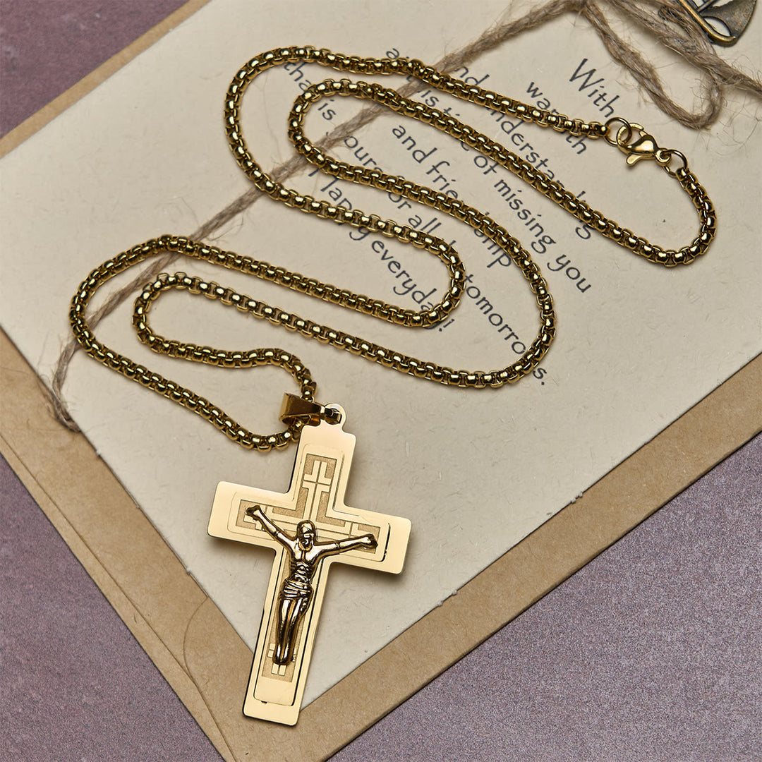 Christianartworkshop Classic Jesus Crucifix Pendant Necklace: Multi - Tone Metal Craft - image 2