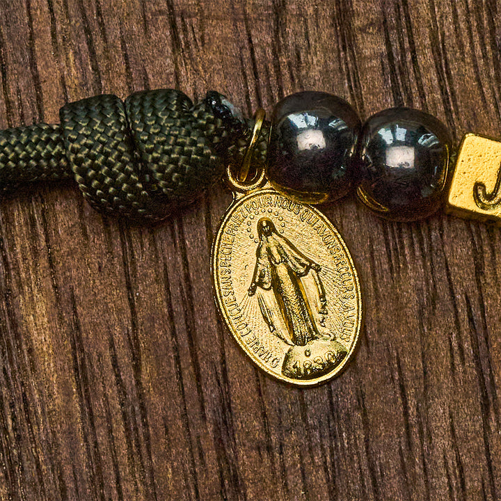 Christianartworkshop Hematite-Style Beads Compact Prayer Pocket Rosary with Crucifix & Personalized JESUS Letter - image 8