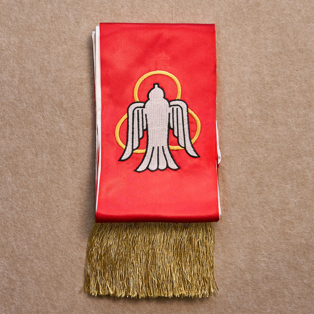Christianartworkshop Holy Spirit Dove Red Stole Blessing Set with Wooden Rosary, Keychain & Bookmark - image 2