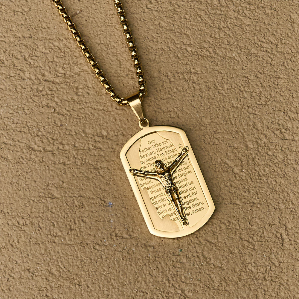 Christianartworkshop Modern Layered Faith Lord's Prayer Crucifix Necklace: Multicolor devotion - image 1