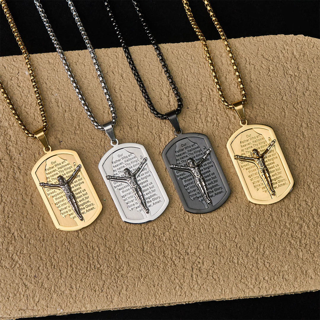 Christianartworkshop Modern Layered Faith Lord's Prayer Crucifix Necklace: Multicolor devotion - Golden - image 0