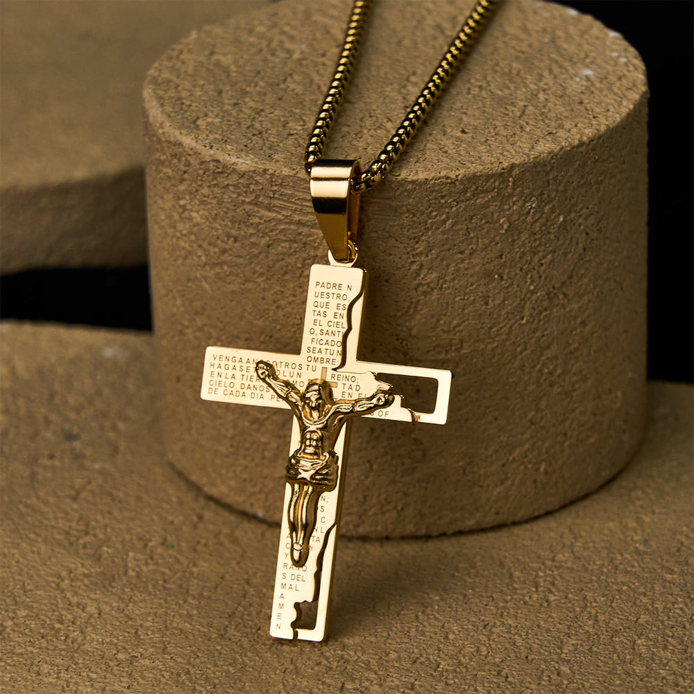 Christianartworkshop Lord's Prayer Inscription with Crucifix Necklace: Guard My Steps - image 1