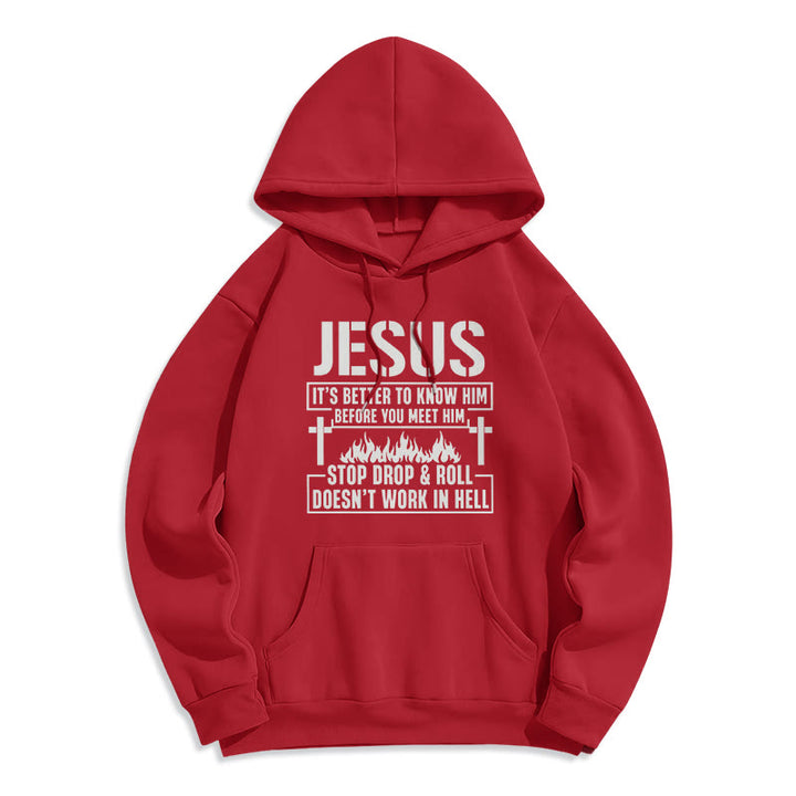 Christianartworkshop Jesus Cross & Flame Graphic with Faith Slogan Fleece Lined Polyester Hoodie - Red - 2XL - image 8