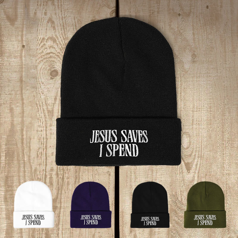 Christianartworkshop Jesus Saves I Spend Humorous Faith Knit Beanie: Faithful Humor for Chilly Days - image 5