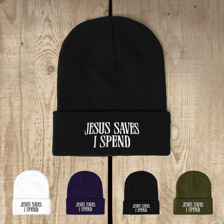 Christianartworkshop Jesus Saves I Spend Humorous Faith Knit Beanie: Faithful Humor for Chilly Days - image 5