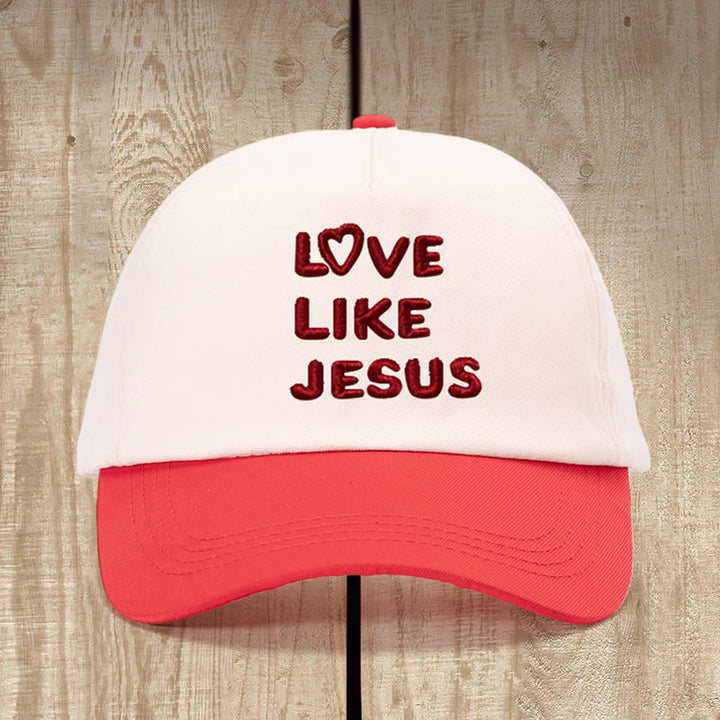 Christianartworkshop Love Like Jesus Warm-Hearted Hat: Faithful Love with Gentle Charm - Beige with Red - image 0