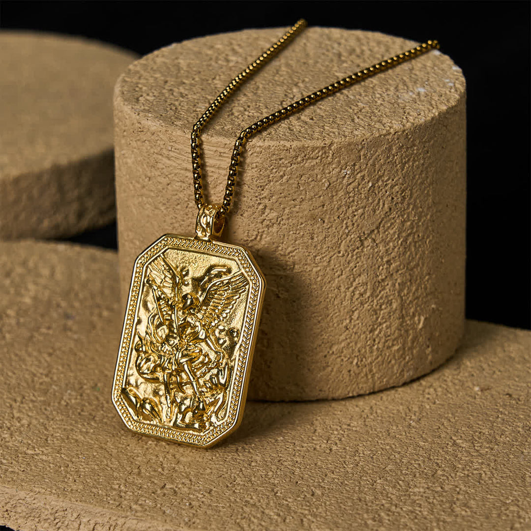 Christianartworkshop Classic Style St. Michael the Archangel Protection Stainless Steel Pendant Necklace - Golden - image 10