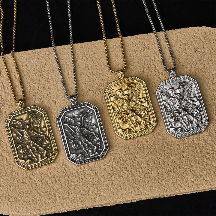 Christianartworkshop Classic Style St. Michael the Archangel Protection Stainless Steel Pendant Necklace - image 24