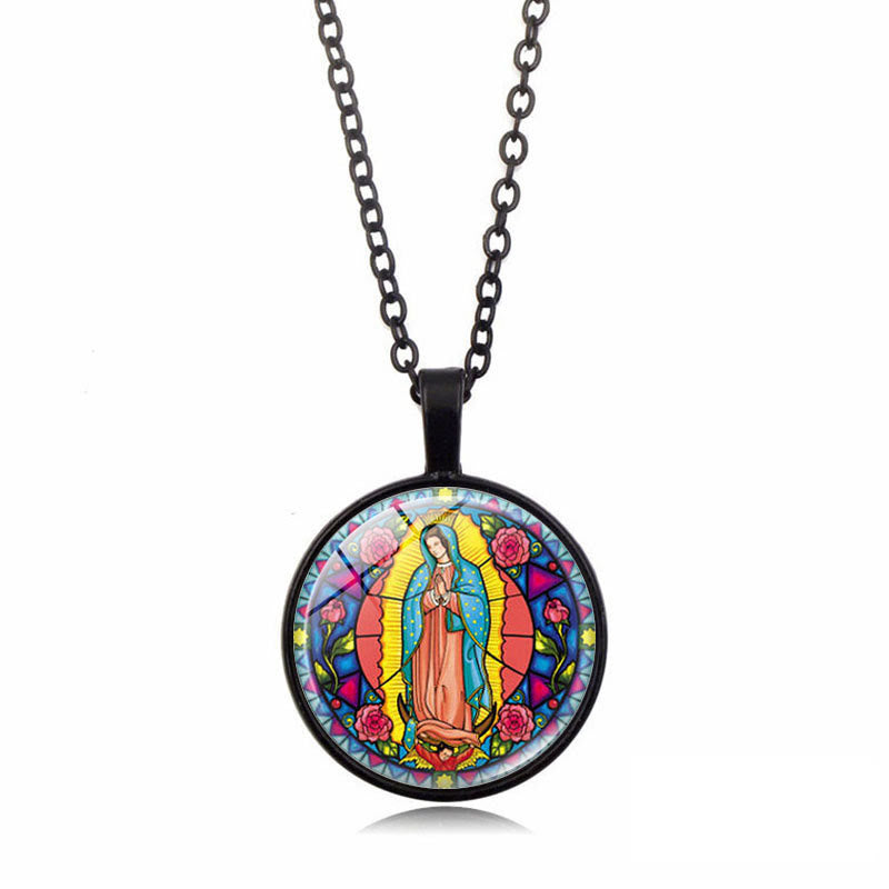 Christianartworkshop Choose Your Blessing Radiant Faith Necklace: Madonna with Child or Roses of Guadalupe  - Virgin of Guadalupe - Black - image 6