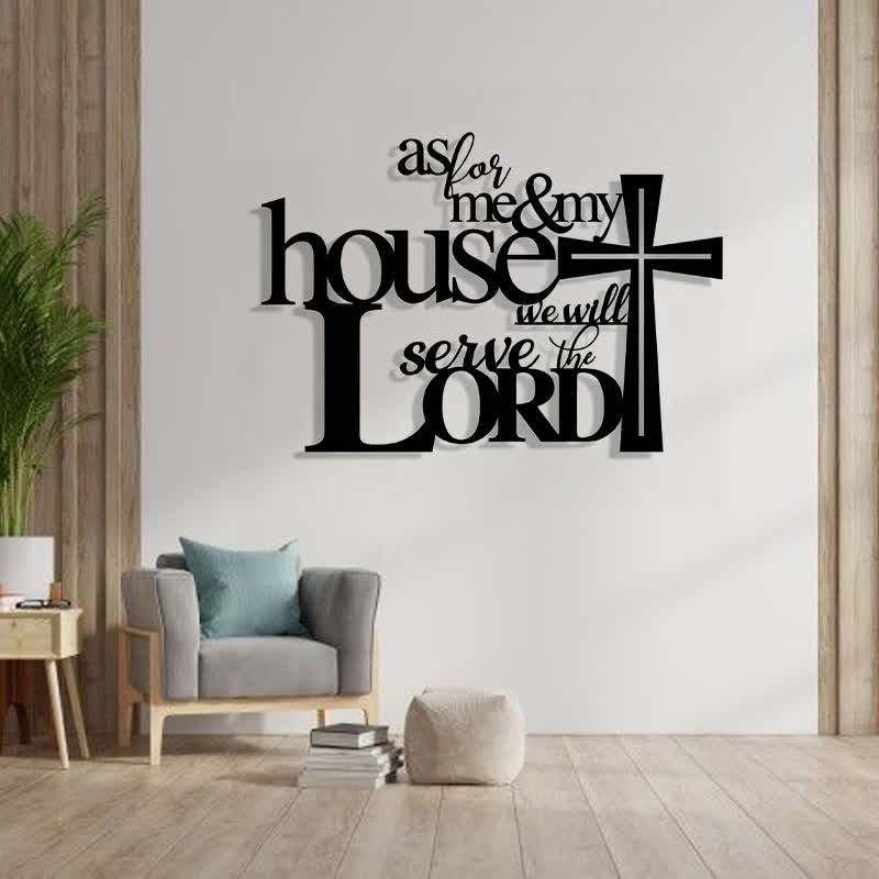 Christianartworkshop Faith - Filled Black Metal Wall Decor: Cross & As for Me & My House Verse - image 1