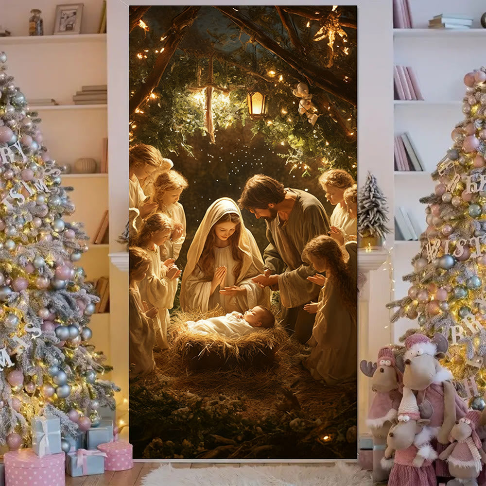 Christianartworkshop Holy Nativity Moment Door Curtain: Faithful Christmas & Daily Blessing - image 2