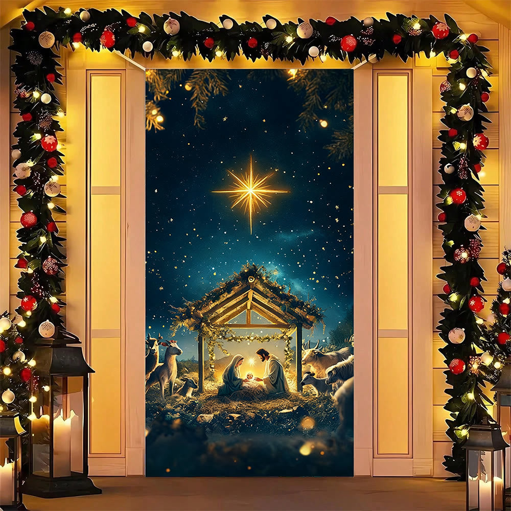 Christianartworkshop Bethlehem Star Nativity Door Curtain: Christmas Faith & Heavenly Glow - image 1