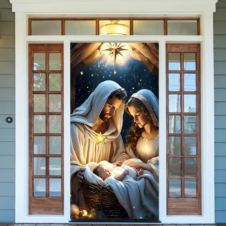 Christianartworkshop Divine Nativity Door Curtain: Create Christmas Sacred Space at Home - image 1