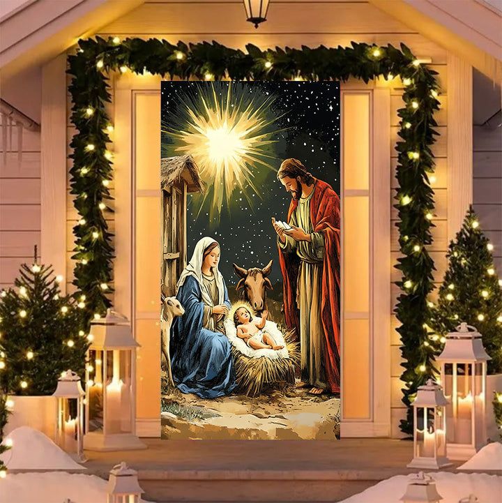 Christianartworkshop Star-Lit Nativity Door Curtain: Christmas Faith Glow & Festive Appeal - image 3