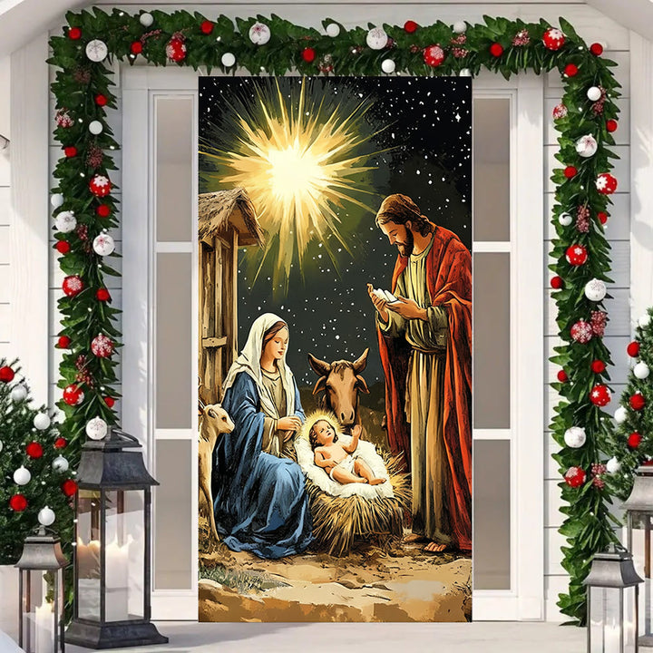 Christianartworkshop Star-Lit Nativity Door Curtain: Christmas Faith Glow & Festive Appeal - image 2