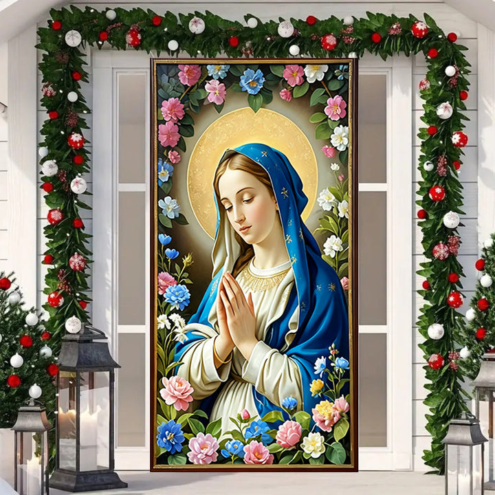 Christianartworkshop Sacred Madonna Floral Door Curtain: Faith Reflection & Artistic Atmosphere - image 4