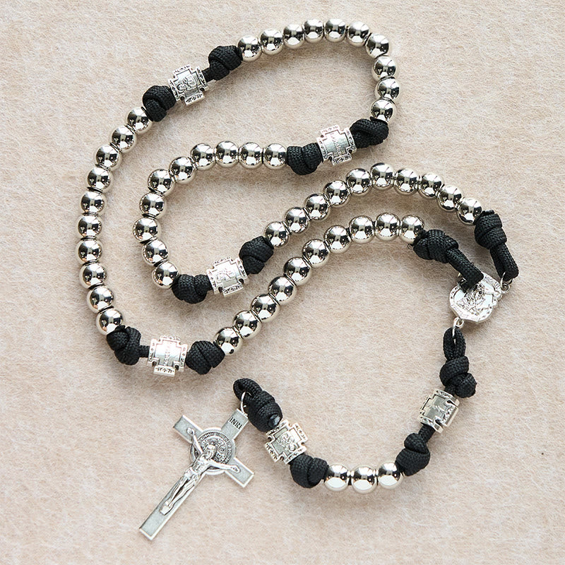 Christianartworkshop Battle Prayer Custom Rosary in Silver-Toned Beads & Personalized JESUS Letter - No Letter - image 5
