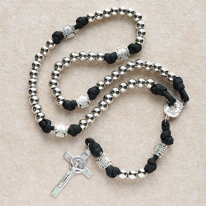 Christianartworkshop Battle Prayer Custom Rosary in Silver-Toned Beads & Personalized JESUS Letter - No Letter - image 5