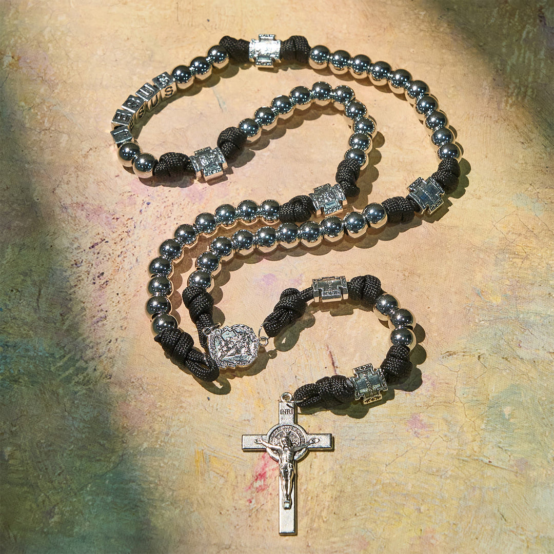 Christianartworkshop Battle Prayer Custom Rosary in Silver-Toned Beads & Personalized JESUS Letter - image 3