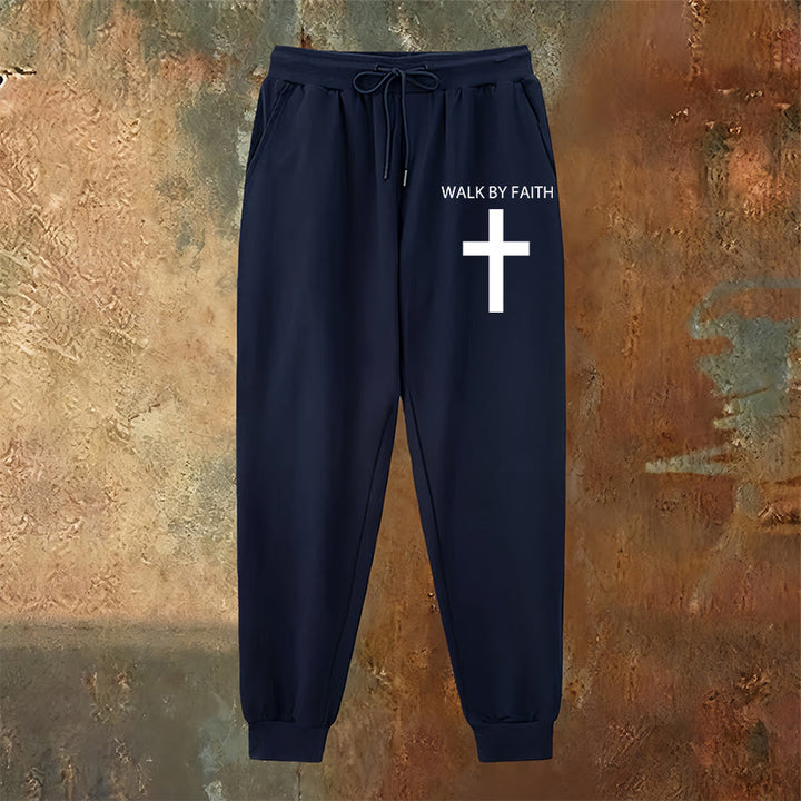 Christianartworkshop Revival Streetwear Walk by Faith Sweatpants: Cross on Side-Leg - image 6