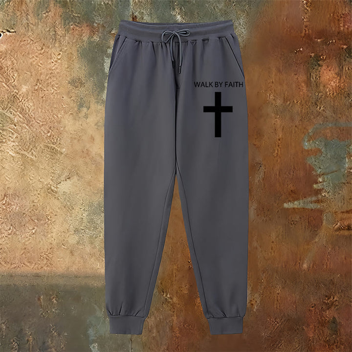 Christianartworkshop Revival Streetwear Walk by Faith Sweatpants: Cross on Side-Leg - image 14