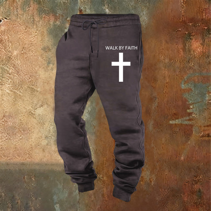Christianartworkshop Revival Streetwear Walk by Faith Sweatpants: Cross on Side-Leg - Dark Grey - 2XL - image 20