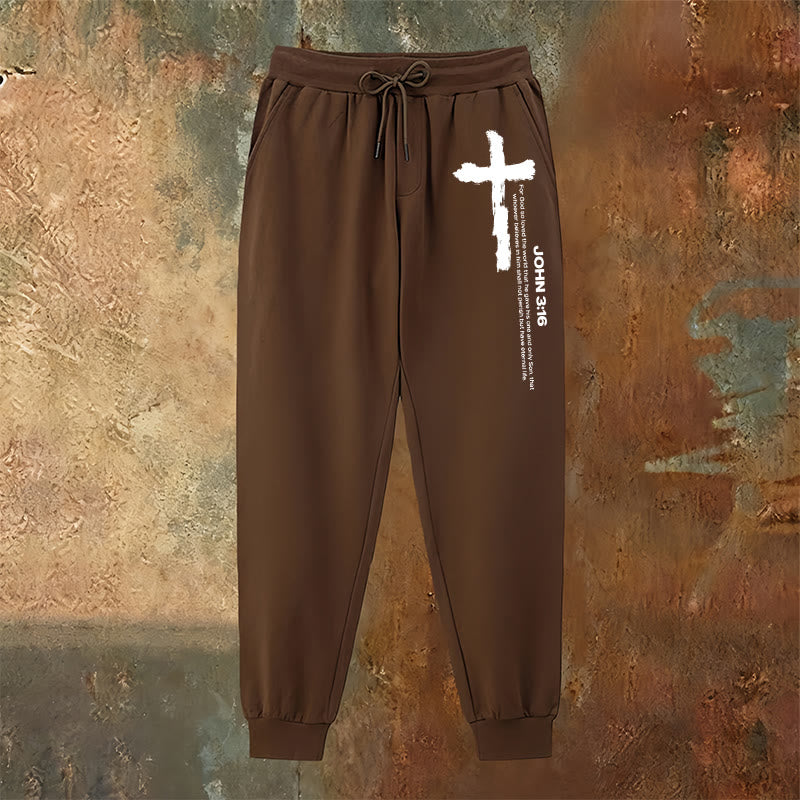 Christianartworkshop John 3:16 Statement Brush Cross Scripture Sweatpants: Walk the Gospel - image 19