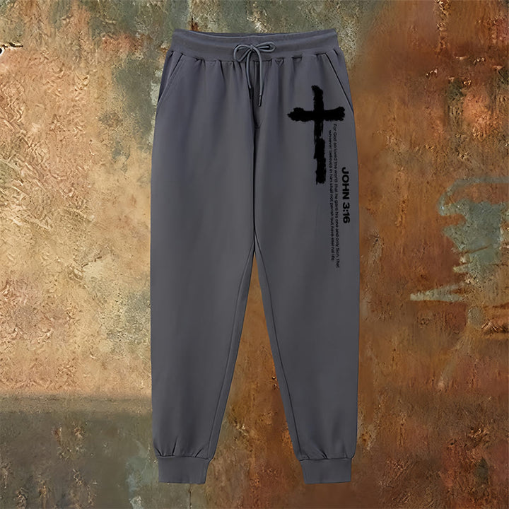 Christianartworkshop John 3:16 Statement Brush Cross Scripture Sweatpants: Walk the Gospel - image 15