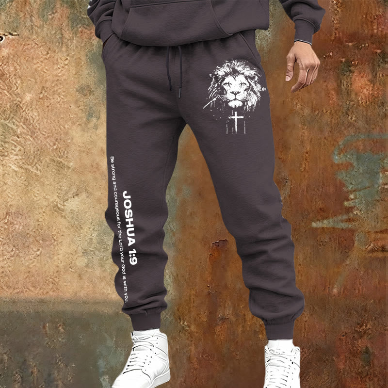 Christianartworkshop Lion of Judah Sweatpants: Joshua 1:9 Verse in Charcoal - image 22