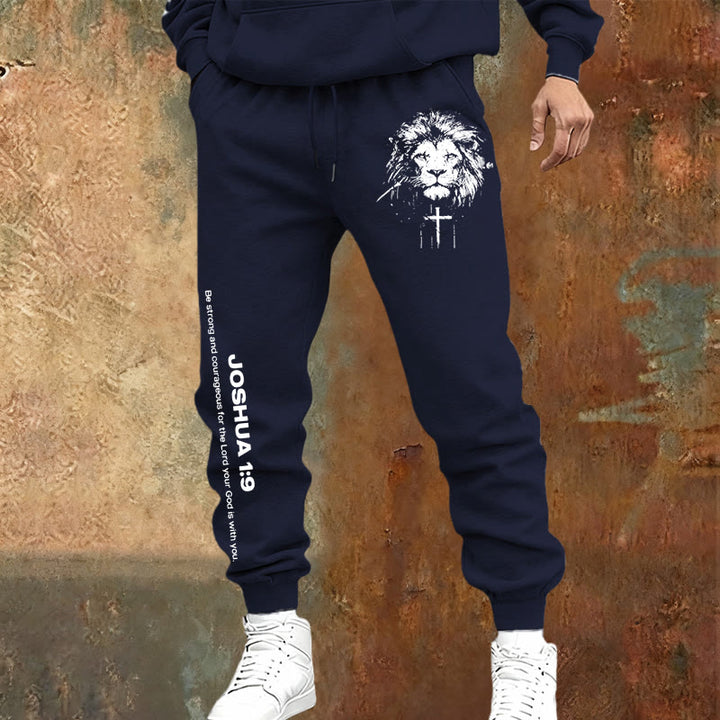 Christianartworkshop Lion of Judah Sweatpants: Joshua 1:9 Verse in Charcoal - image 9