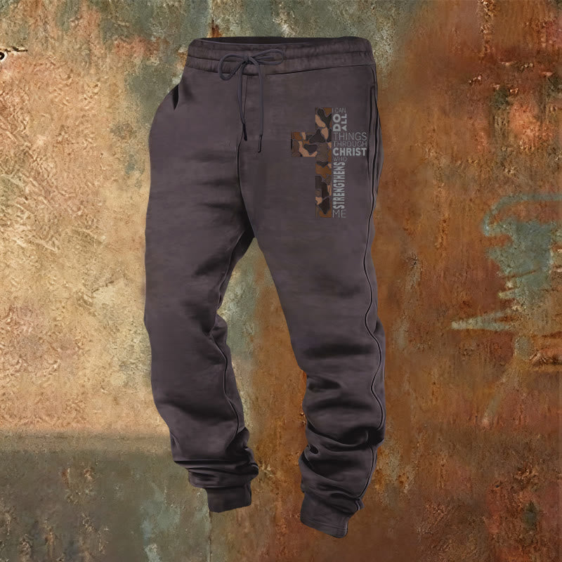 Christianartworkshop Disciple Edition Philippians 4:13 Strength Camo Cross Sweatpants - Dark Grey - 2XL - image 20
